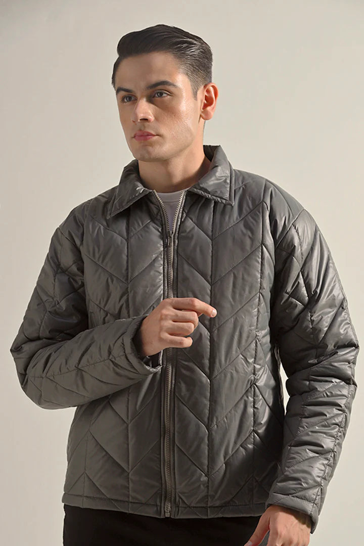 Quilted Puffer Jacket - Grey